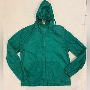 Brooks Brothers Mens Green Nylon Hooded Jacket Coat Windbreaker Size XL